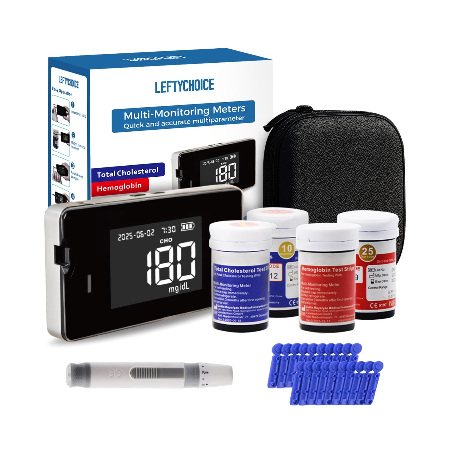 LCLBM-01 2 in 1 Total Cholesterol and Hemoglobin Levels Testing Kit Meter Quick