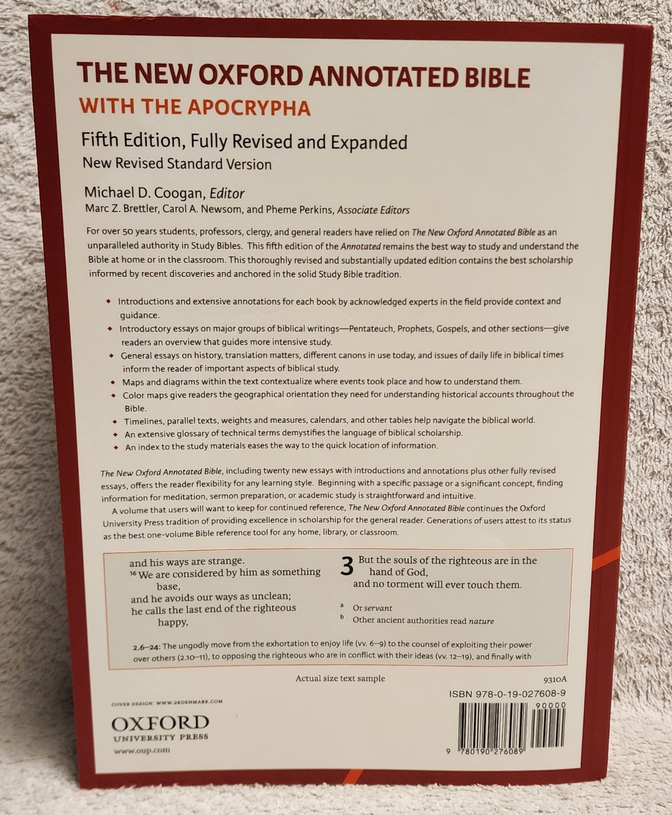 The New Oxford Annotated Bible with Apocrypha NRSV Paperback 5th Edition PB