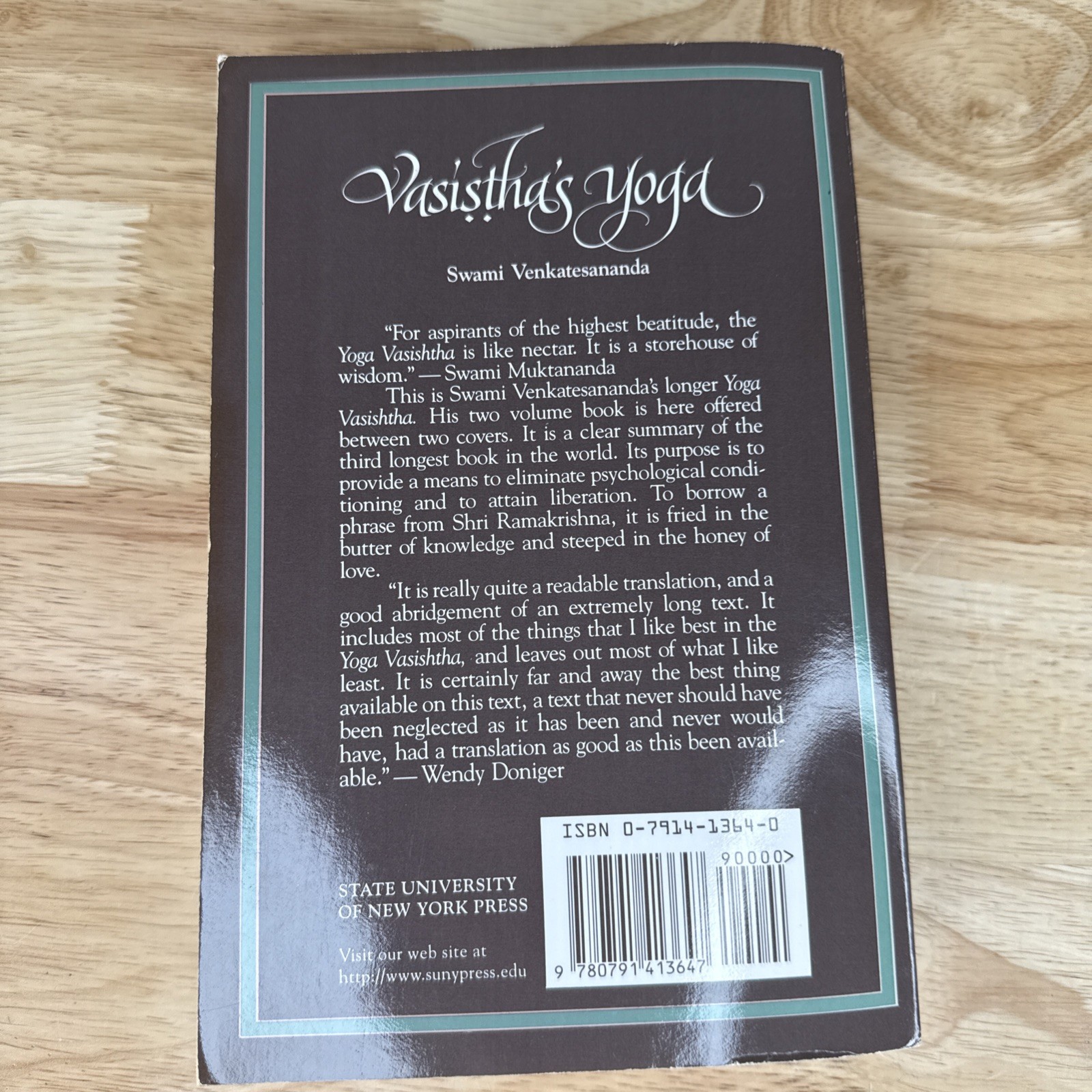 Vasistha’s Yoga SUNY New York Press Paperback Swami Venkatesananda 1993