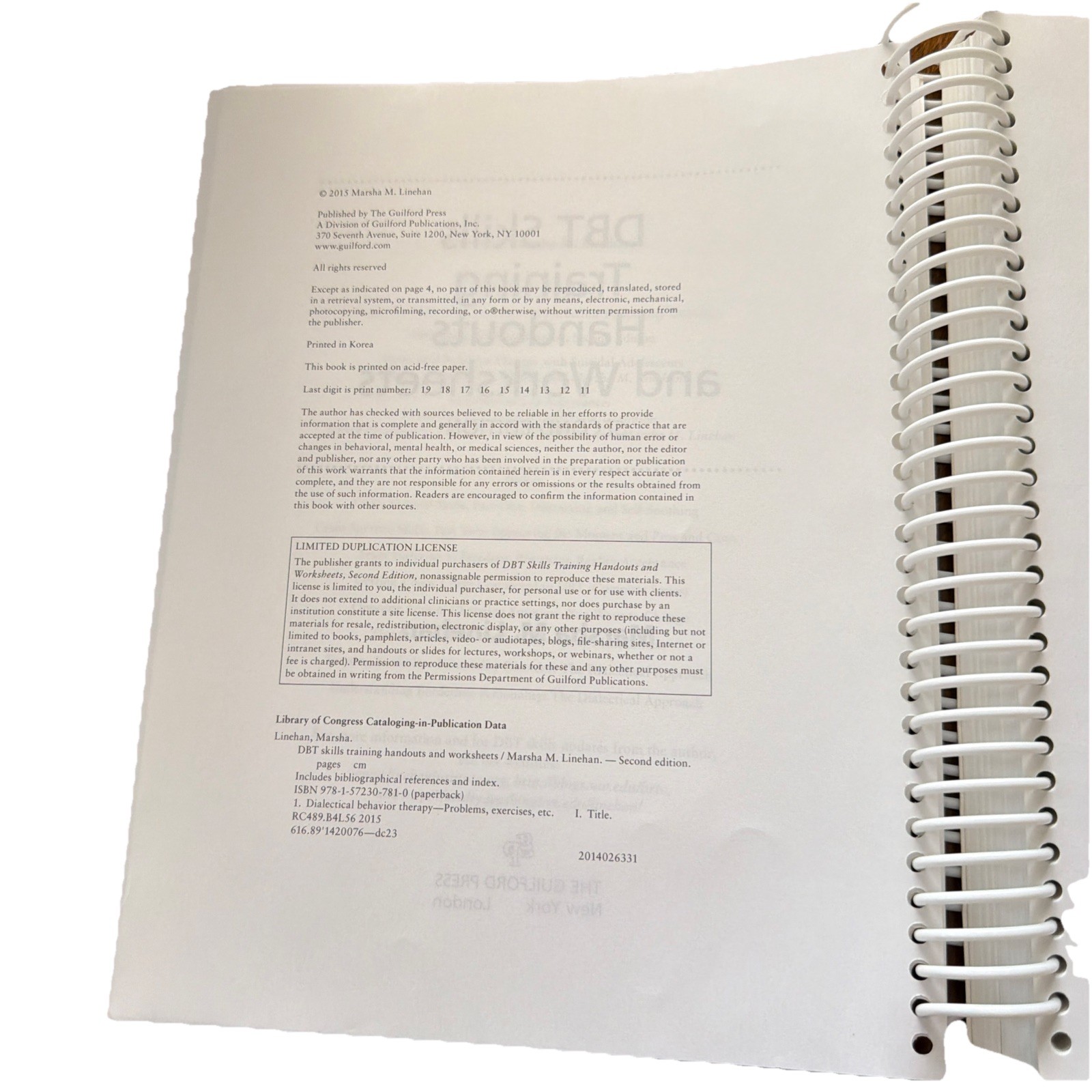 DBT Skills Training Handouts and Worksheets – M. Linehan (2014, Trade Paperback)
