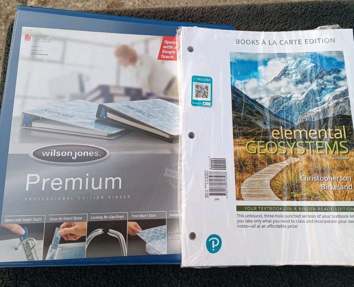 NEW Elemental Geosystems 9th Edition Loose Leaf Edition w/ Binder Birkeland