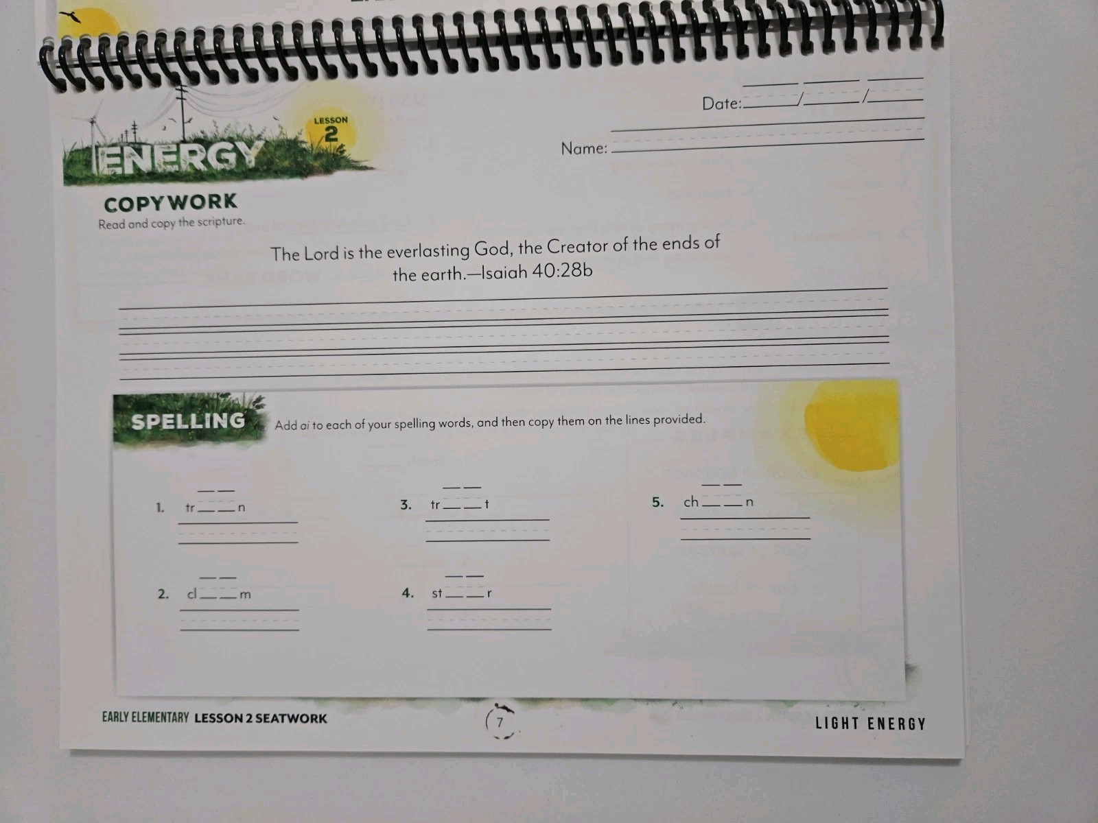 Gather Round Homeschool – Energy – Early Elementary SeatWork Journal
