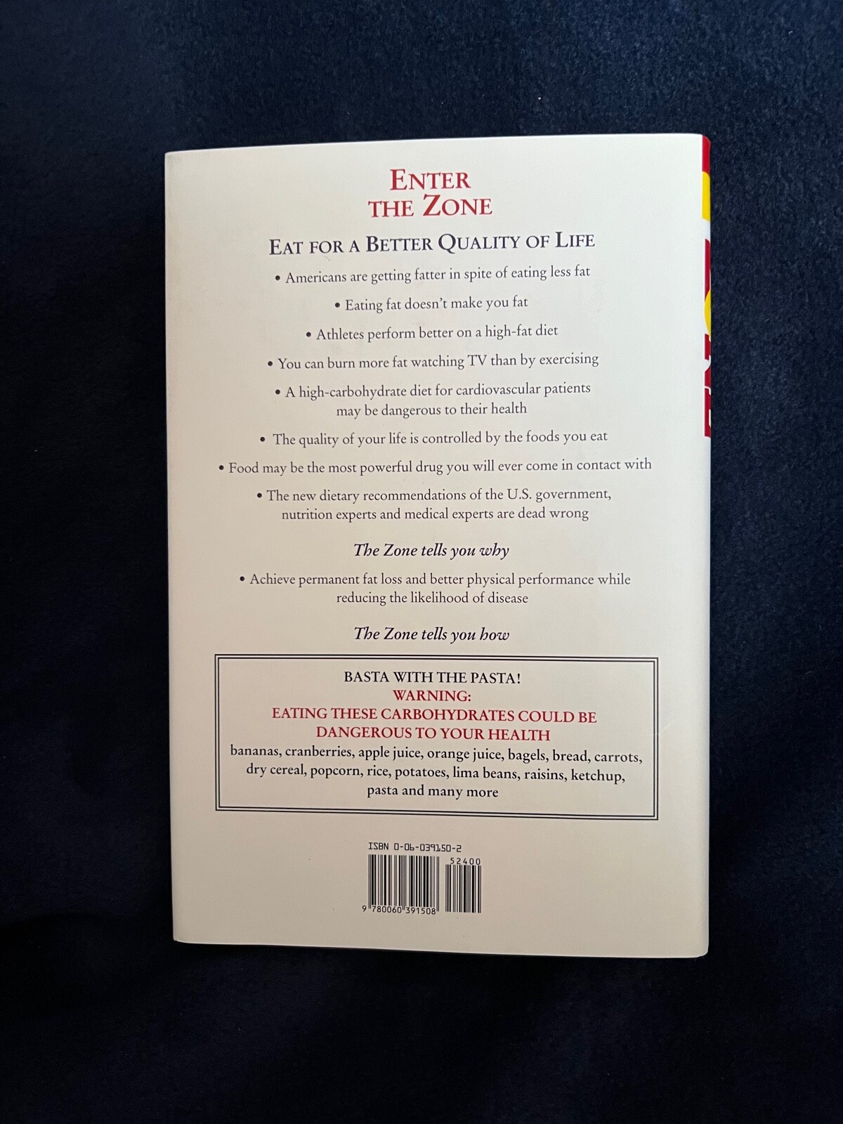 Enter the Zone, a Dietary Road Map lose weight,reset genetic code, Sears HC/DJ