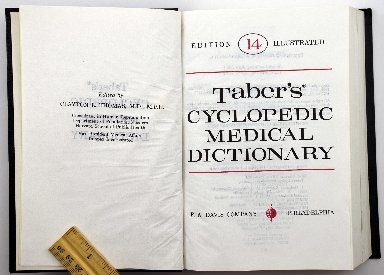 Taber’s Cyclopedic Medical Dictionary,14th Edition Illustrated Hardcover HC 1982