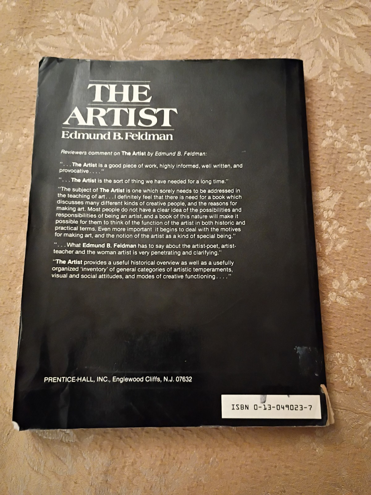 The Artist Edmund B Feldman 1982 Hardcover Prentice-Hall Art History Study Book