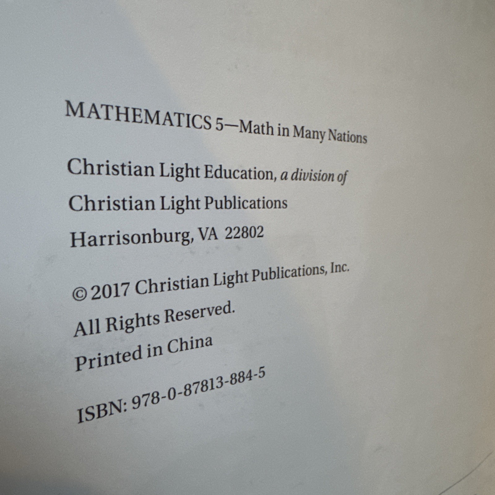 Christian Light Education Grade 5 Mathematics Math In Many Nations Hardcover 📚