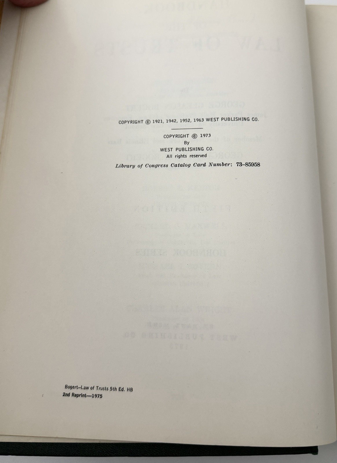 Laws Of Trusts By Bogert Hornbook Series Fifth Edition 1973 Hardcover Hornbook