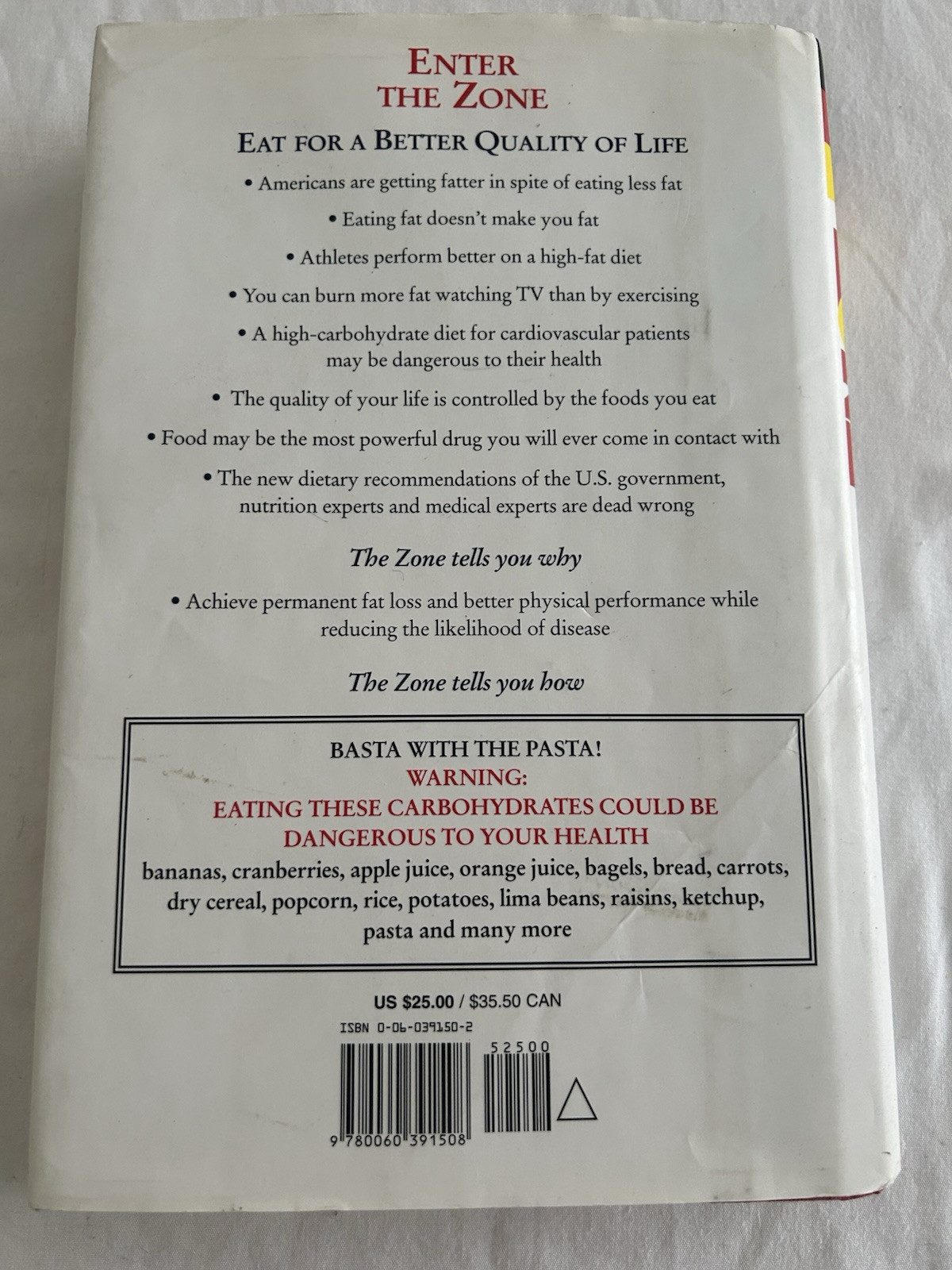 Enter The Zone by Barry Sears, Ph.D. First Edition Hardcover