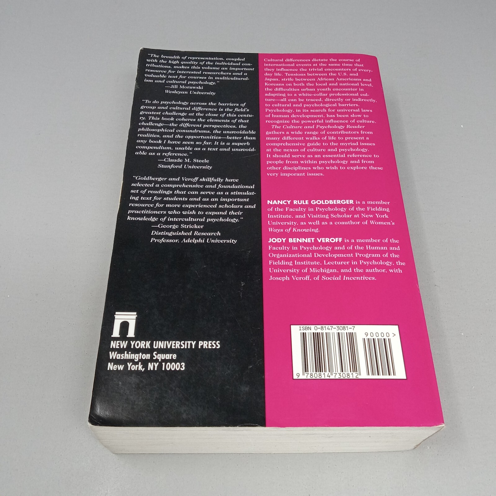 The Culture And Psychology Reader: 1995 PB Jody Veroff & Nancy Rule Goldberger