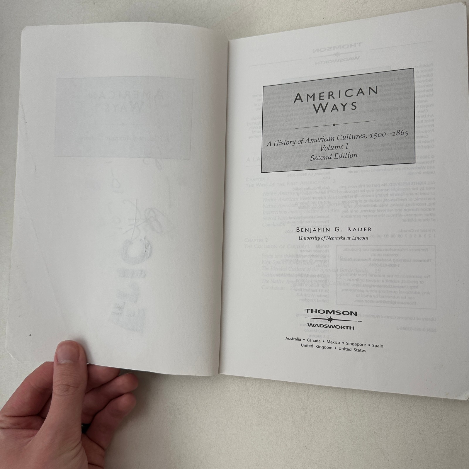 American Ways Vol 1 History of American Cultures 1500 to 1865 Benjamin G. Rader