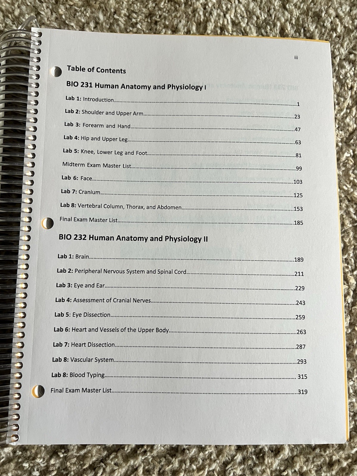 Human Anatomy and Physiology Laboratory Manual for Bio 231,231,323