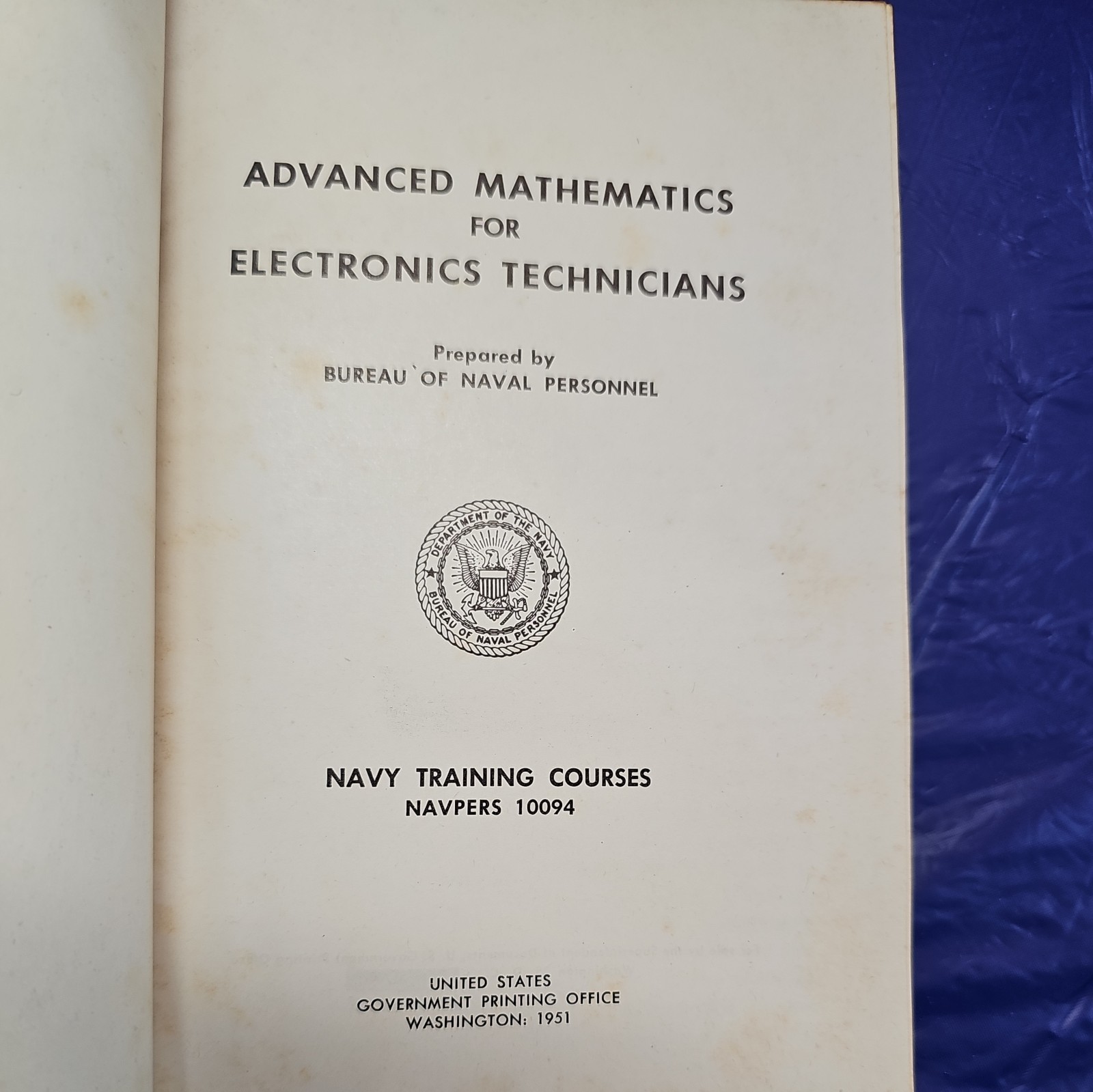 Advanced Mathematics for Electronics Technicians Navy Training NAVPERS 10094