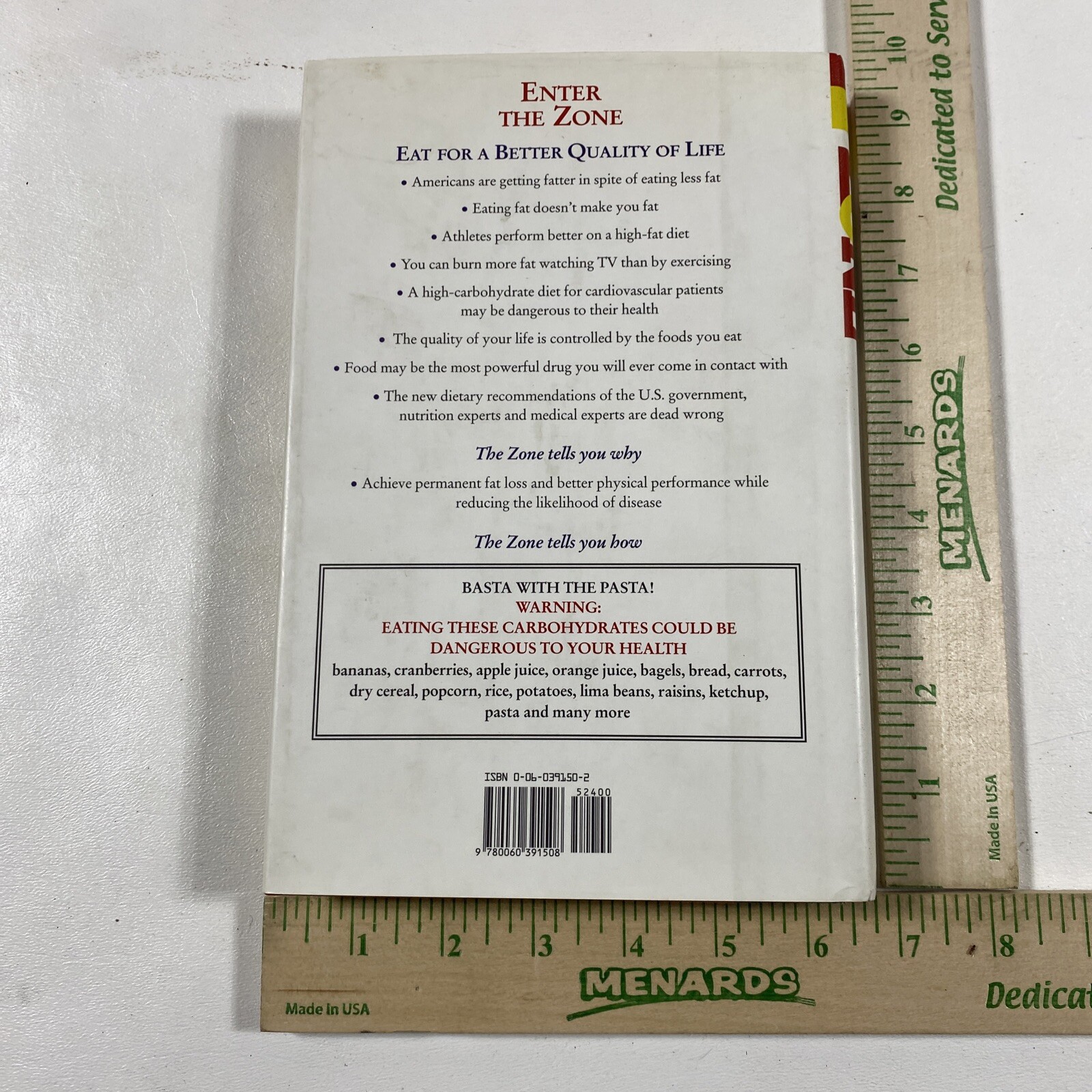 The Zone : A Dietary Road Map – Barry Sears (Dust Jacket, 1995, 1st Edition)