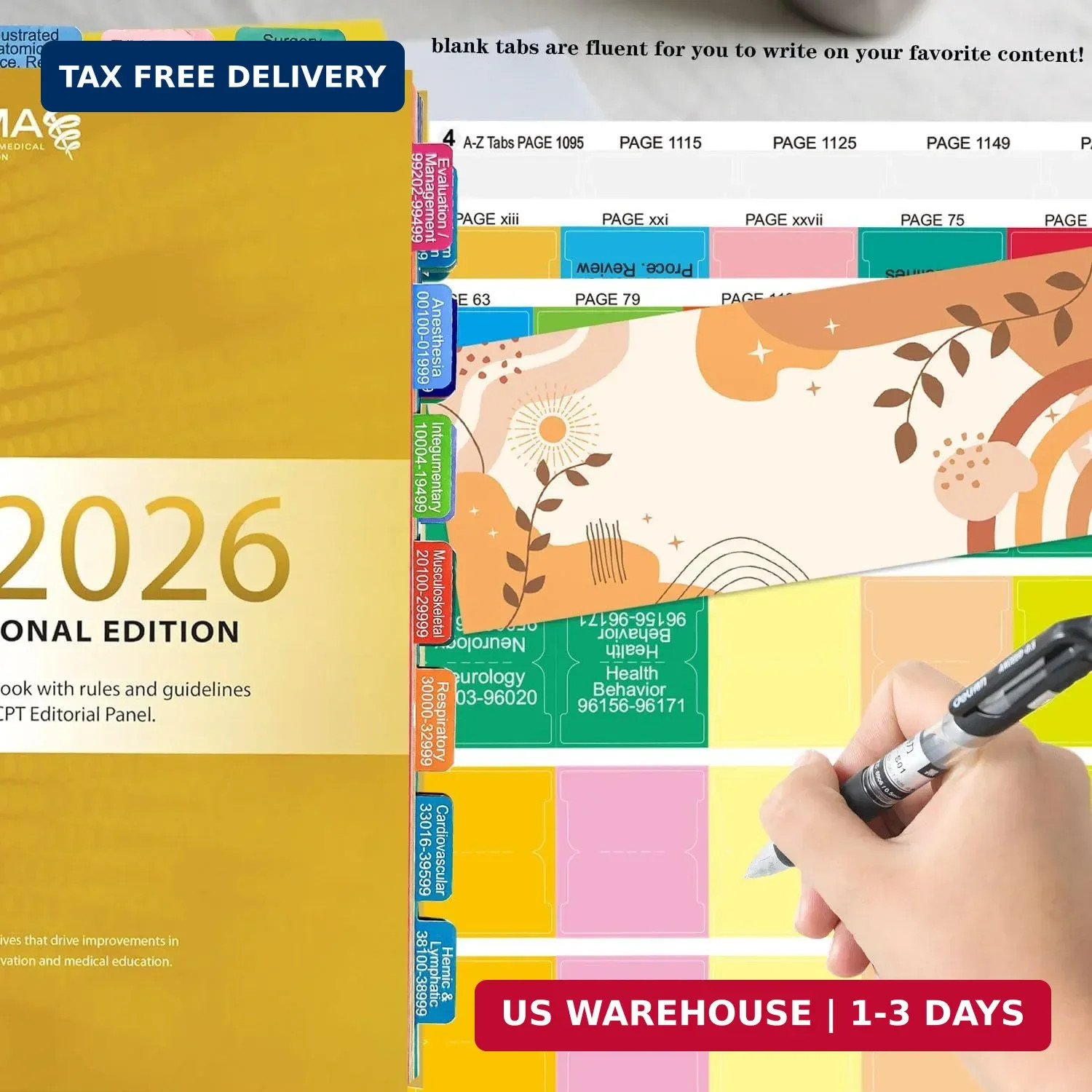 New Upgraded Index Tabs for CPT Professional 2026, Color-Coded and Laminated CPT