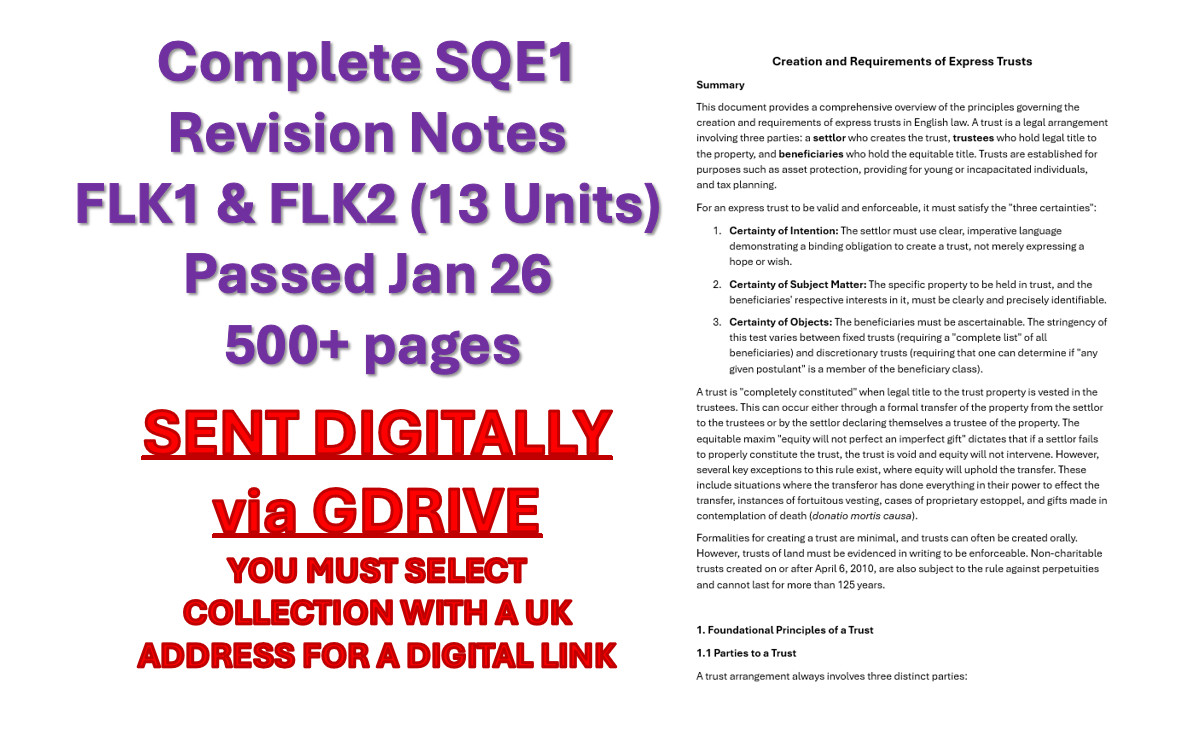 Digital SQE1 (FLK1 & FLK2) Complete Revision Notes – Passed Jan 26 – 500 pages