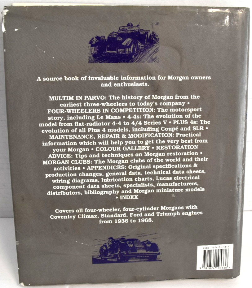 Completely MORGAN Foor Wheelers 1936 to 1968 by Ken Hill, Veloce *ACCEPTABLE*
