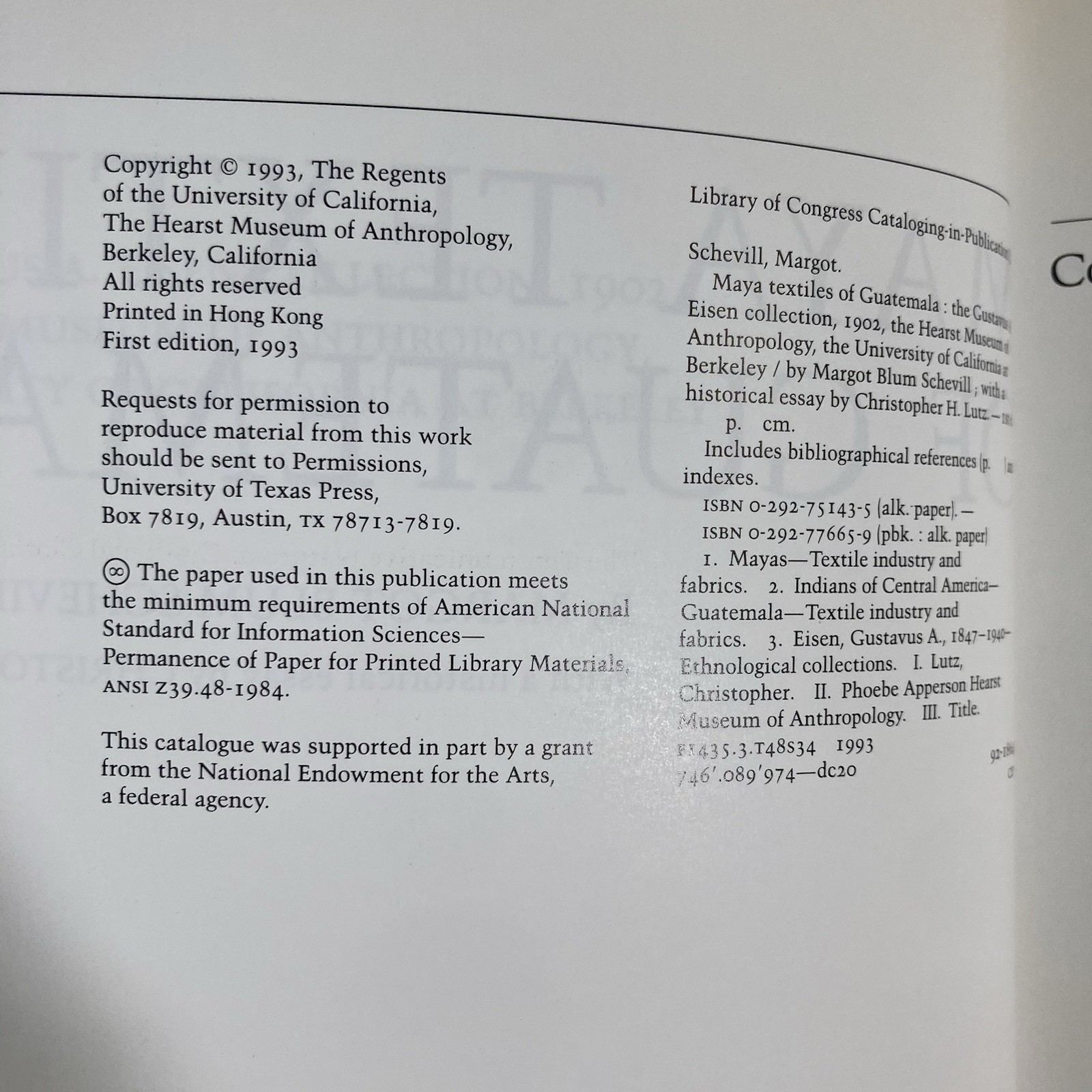 Maya Textiles of Guatemala The Gustavus A. Eisen Collection Schevill 1993 TPB
