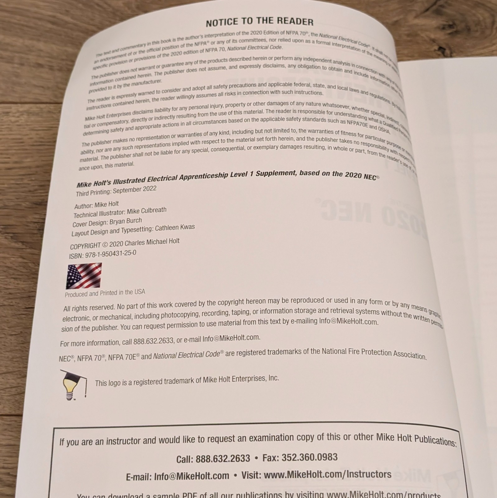 Mike Holt’s Illustrated Electrical Apprenticeship Year Supplement 2020 NEC Lev 1