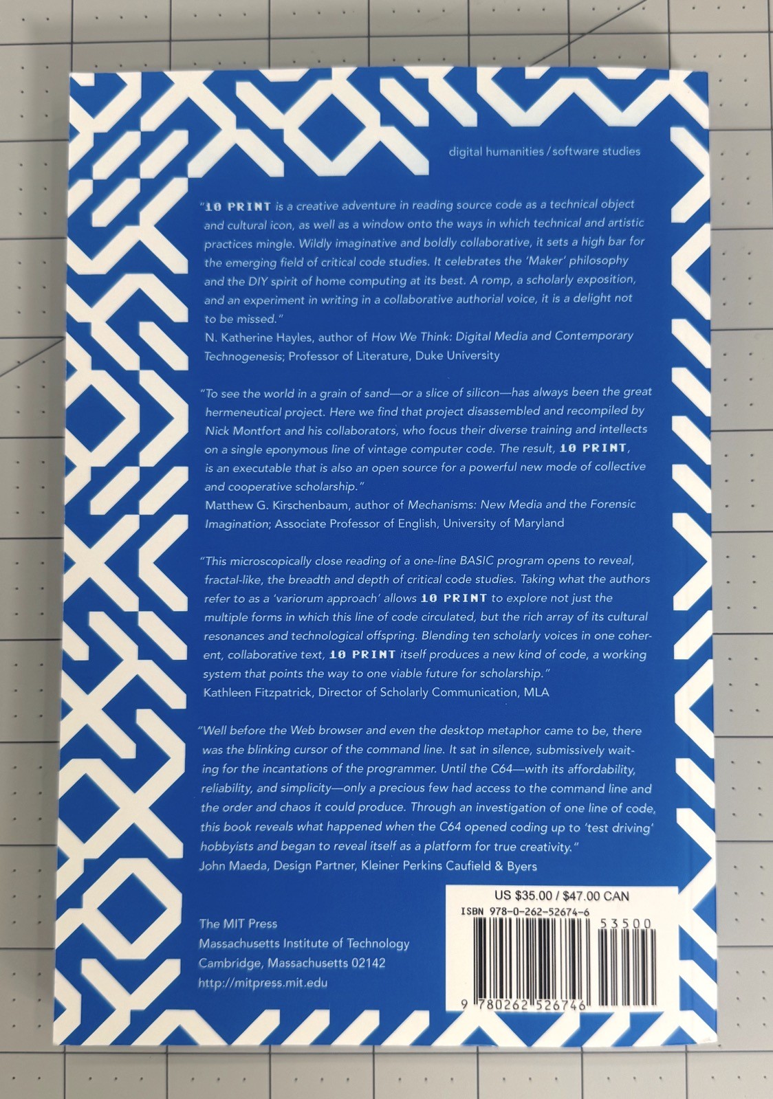 10 Print Chr$205.5+rnd1: Goto 10 Software Studies MIT Press Montfort Et Al 2014
