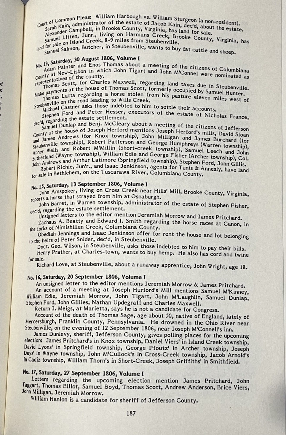 PIONEER OHIO NEWSPAPERS, 1802-1818 Genealogical and Historical Abstract Green