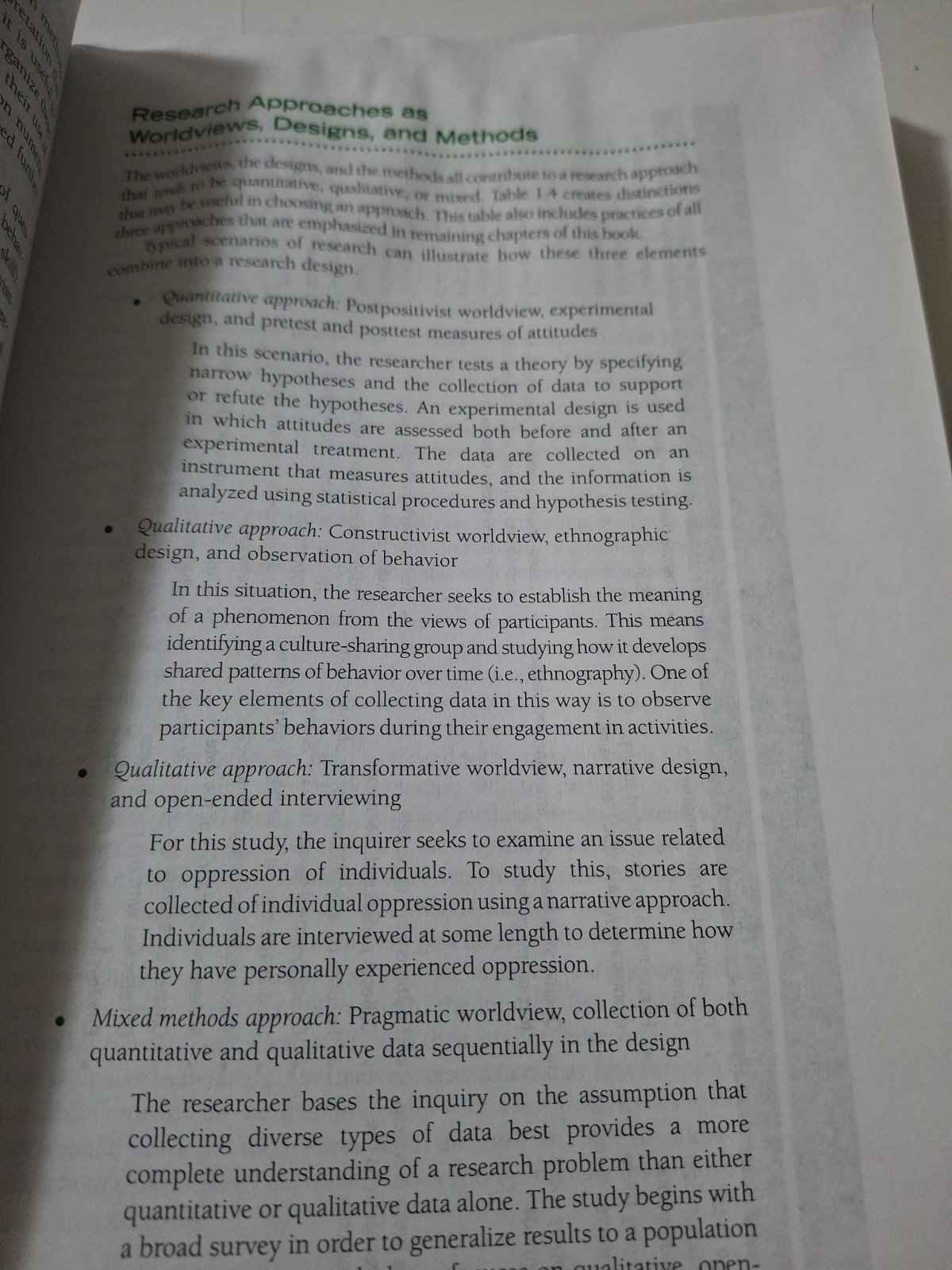 Research Design: Qualitative Quantitative & Mixed Method Approaches, 5th Ed.