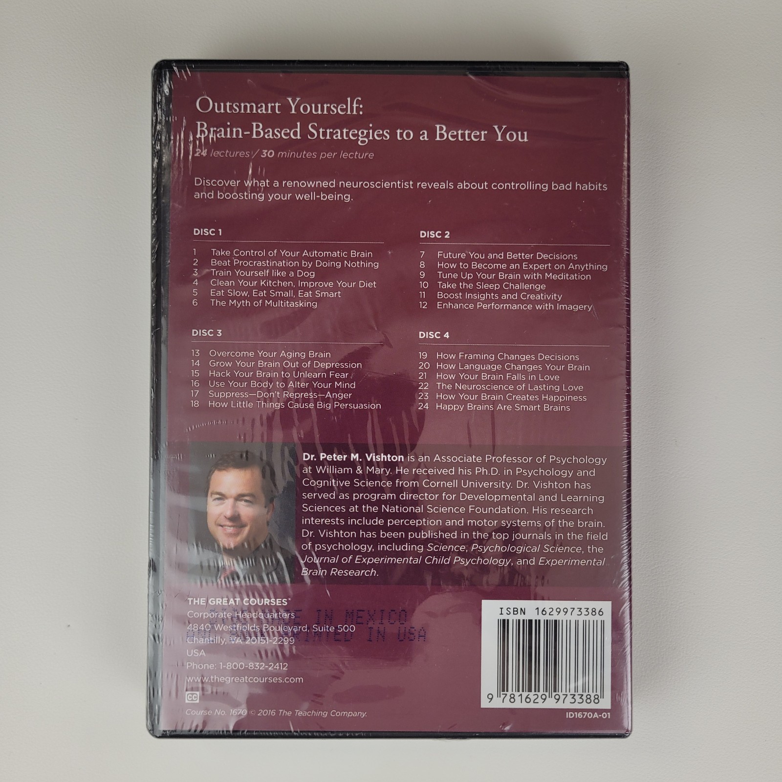 Great Courses Outsmart Yourself Controlling Bad Habits DVD Book Set