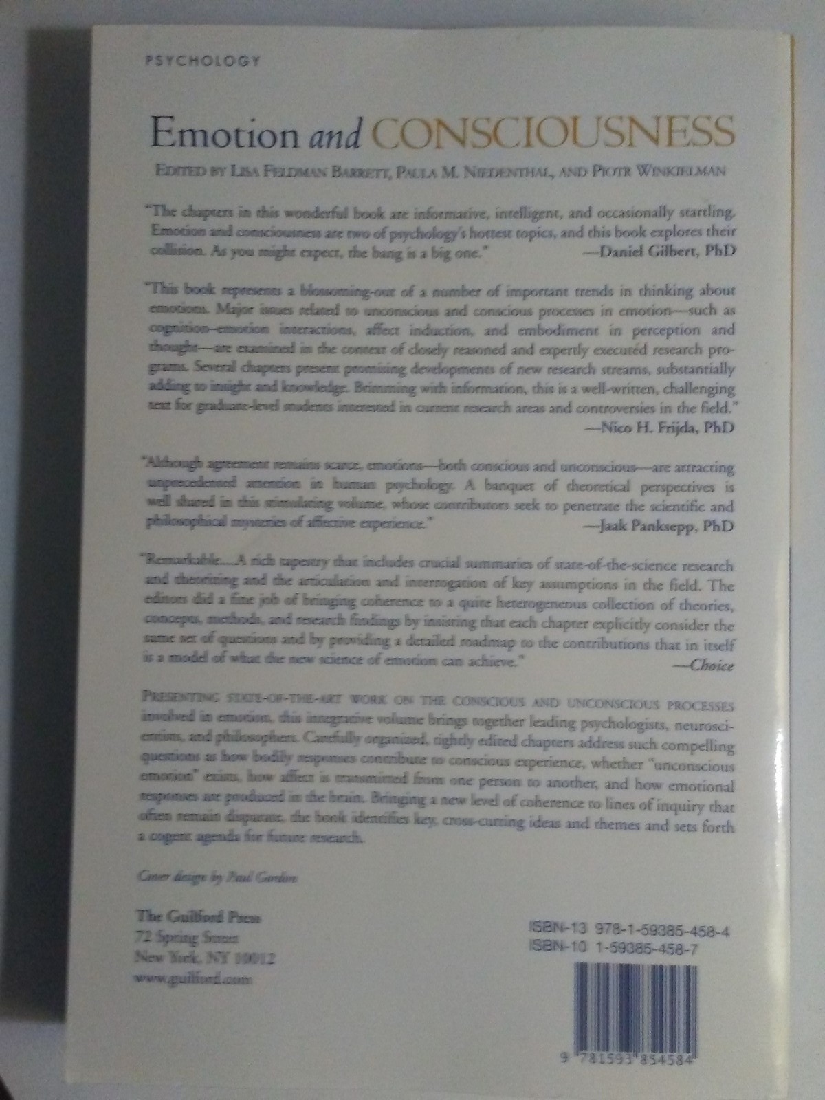 Emotion and Consciousness edited by Lisa Feldman Barrett & Paula M. Niedenthal,