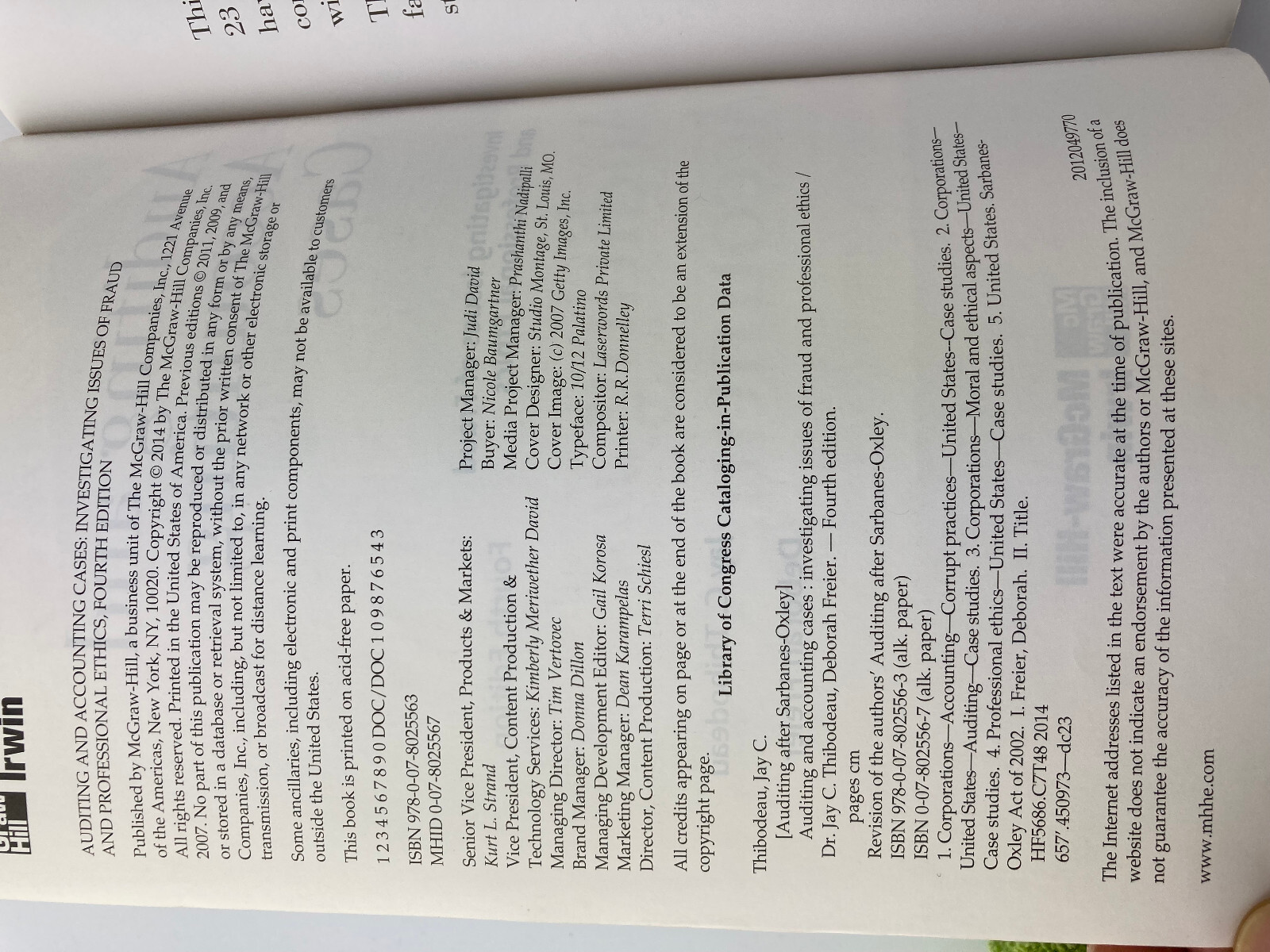 Auditing and Accounting Cases 4th Ed Paperback Text Book 9780078025563 Thibodeau
