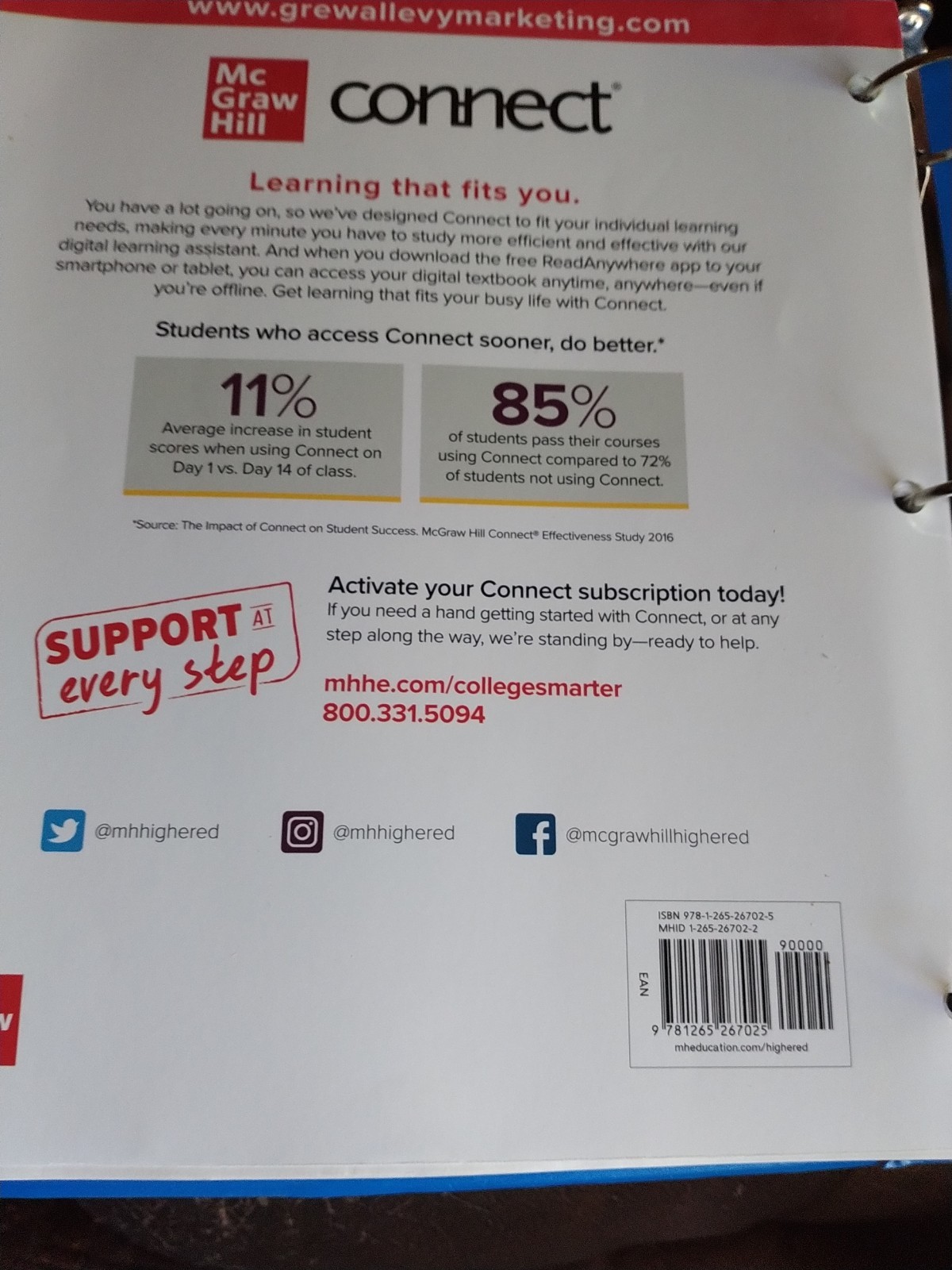 McGraw Hill Marketing 8E Grewal Levy Loose Leaf Edition With Binder