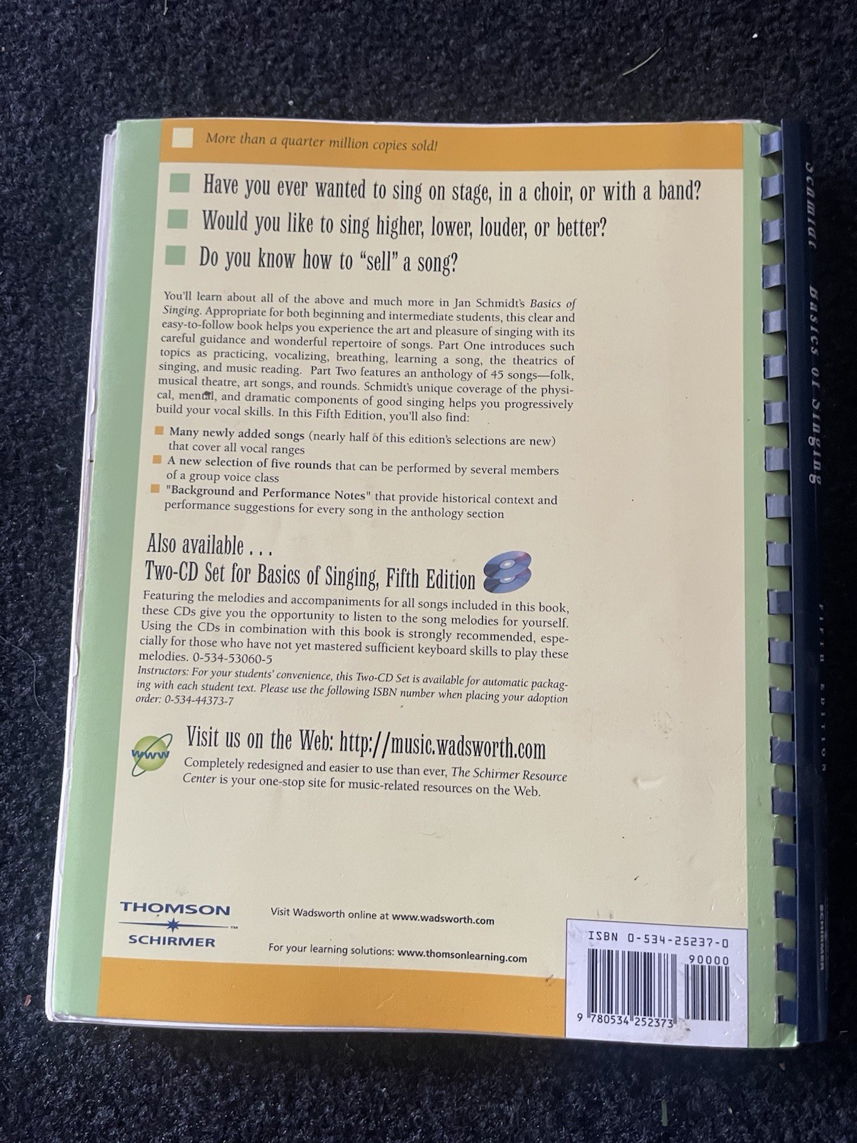 Basics of Singing (5th Edition) Paperback BOOK ONLY Spiral Bound