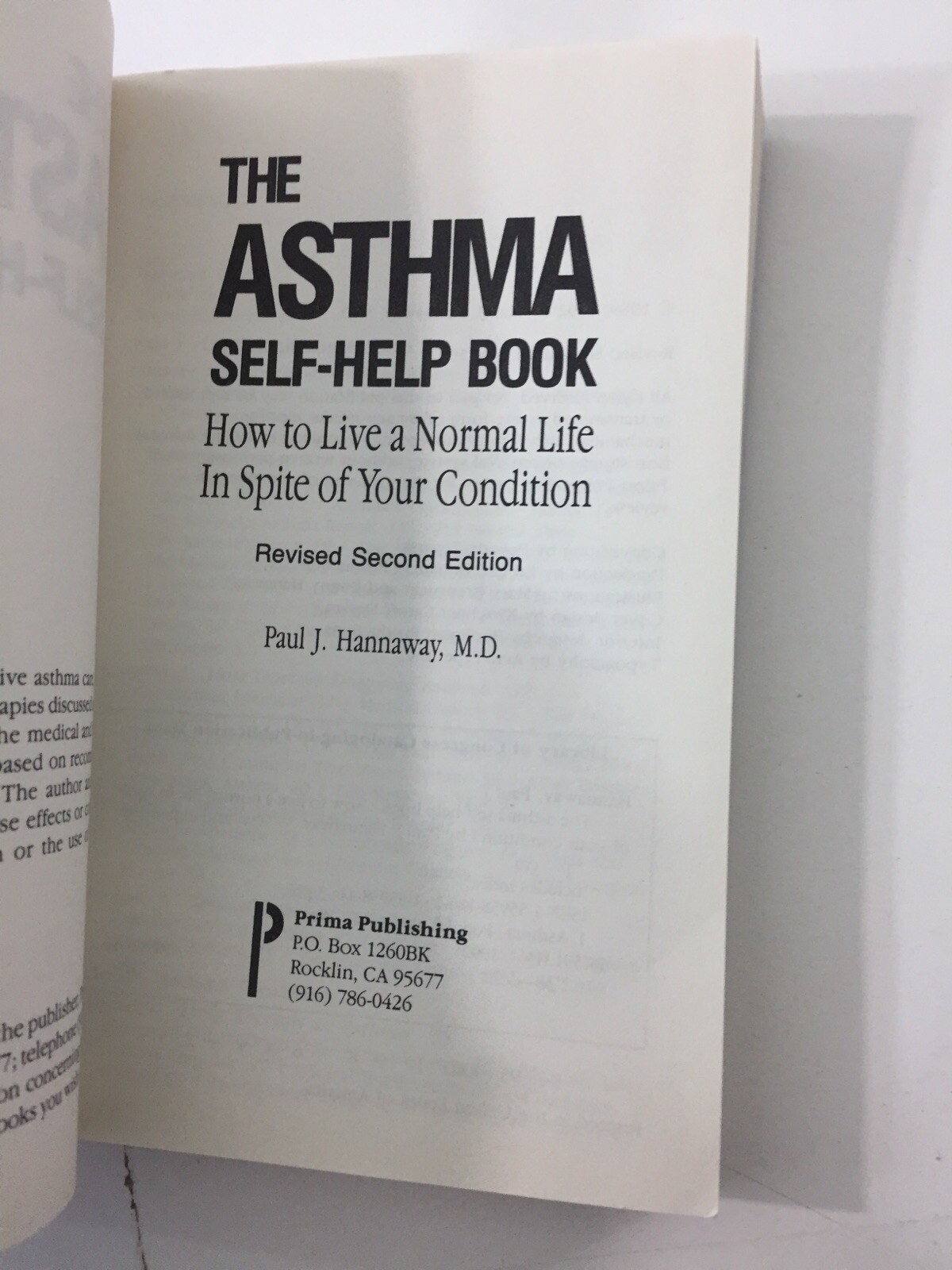Asthma Self-Help Book – Paul J. Hannaway (1994, Paperback, Revised)