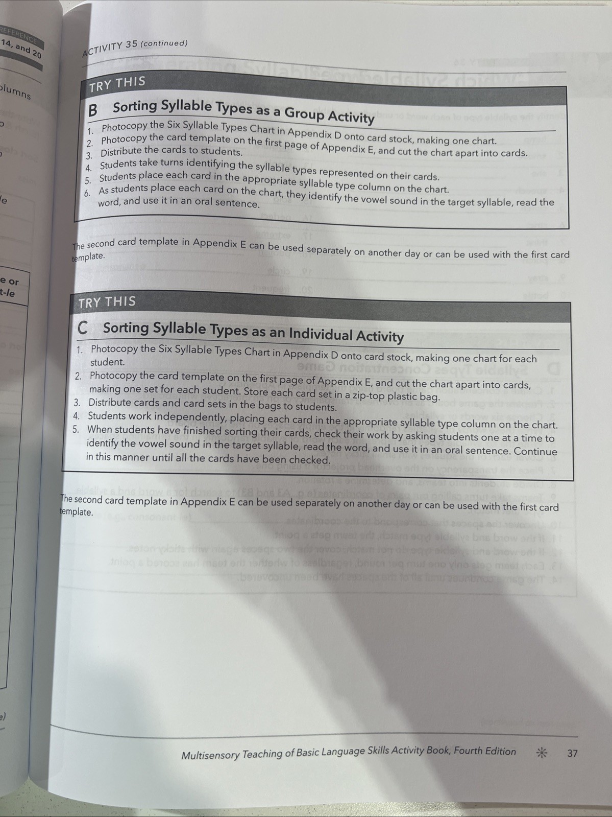 Multisensory Teaching of Basic Language Skills Activity Book by Suzanne Carreker
