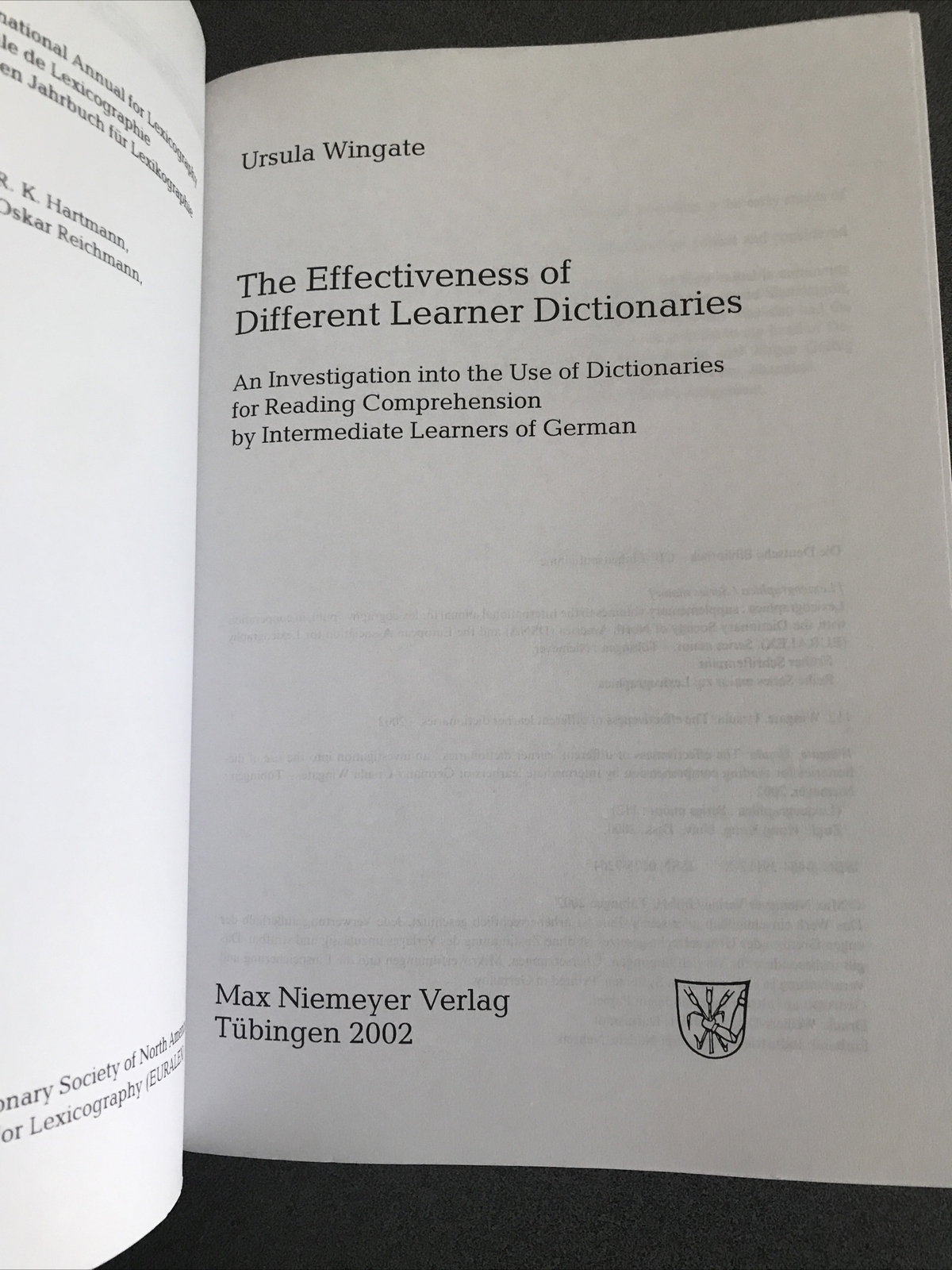 RARE BOOK The Effectiveness of Different Learner Dictionaries (Lexicographica)
