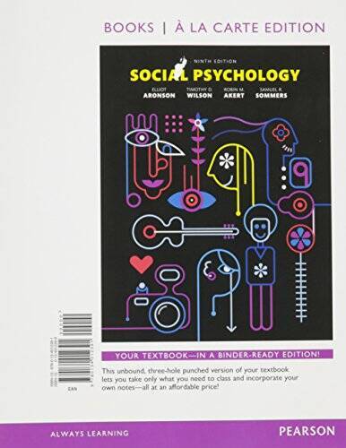 Social Psychology, Books a la Carte Edition (9th Edition) – VERY GOOD
