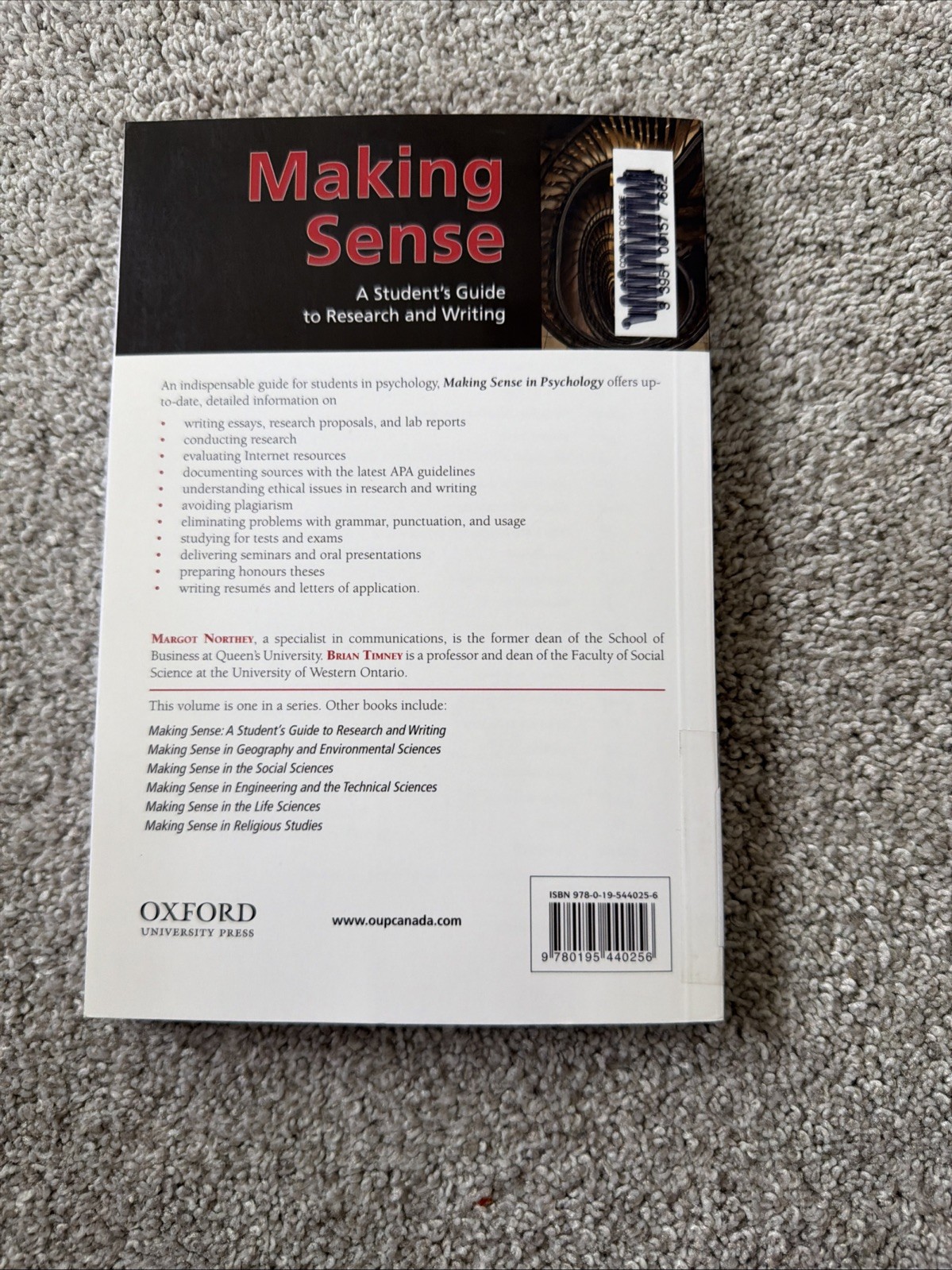 MAKING SENSE IN PSYCHOLOGY: A STUDENT’S GUIDE TO RESEARCH By Margot Northey