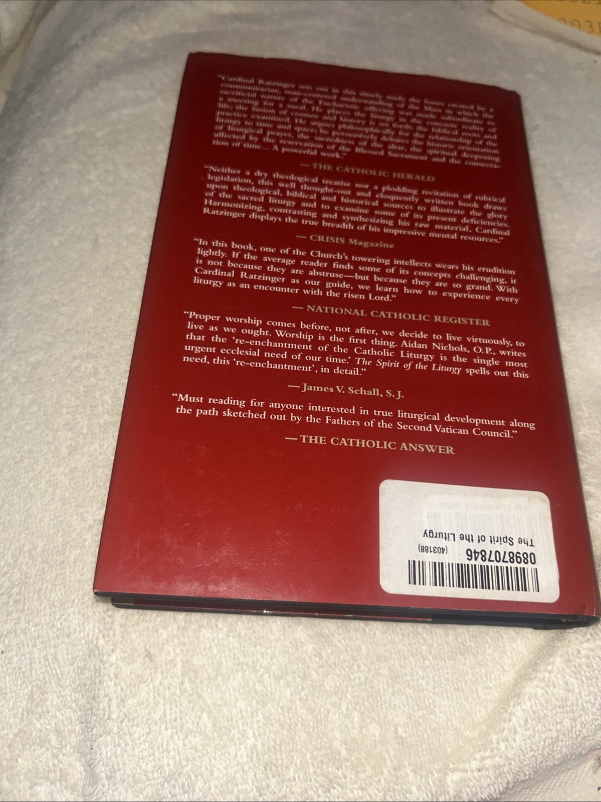 The Spirit of the Liturgy, Ratzinger, Joseph Cardinal, 9780898707847