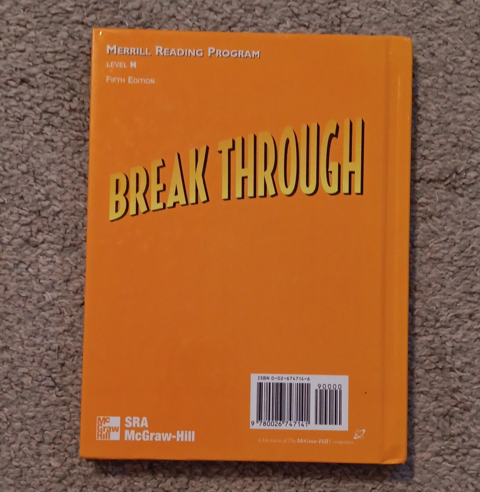 SRA/McGraw-Hill Merrill Reading Program Level H Break Through 5th Ed HC 1999