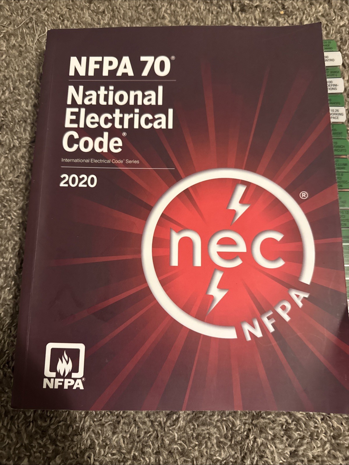 NFPA 70 National Electrical Code 2020 Edition Paperback with Index Tabs