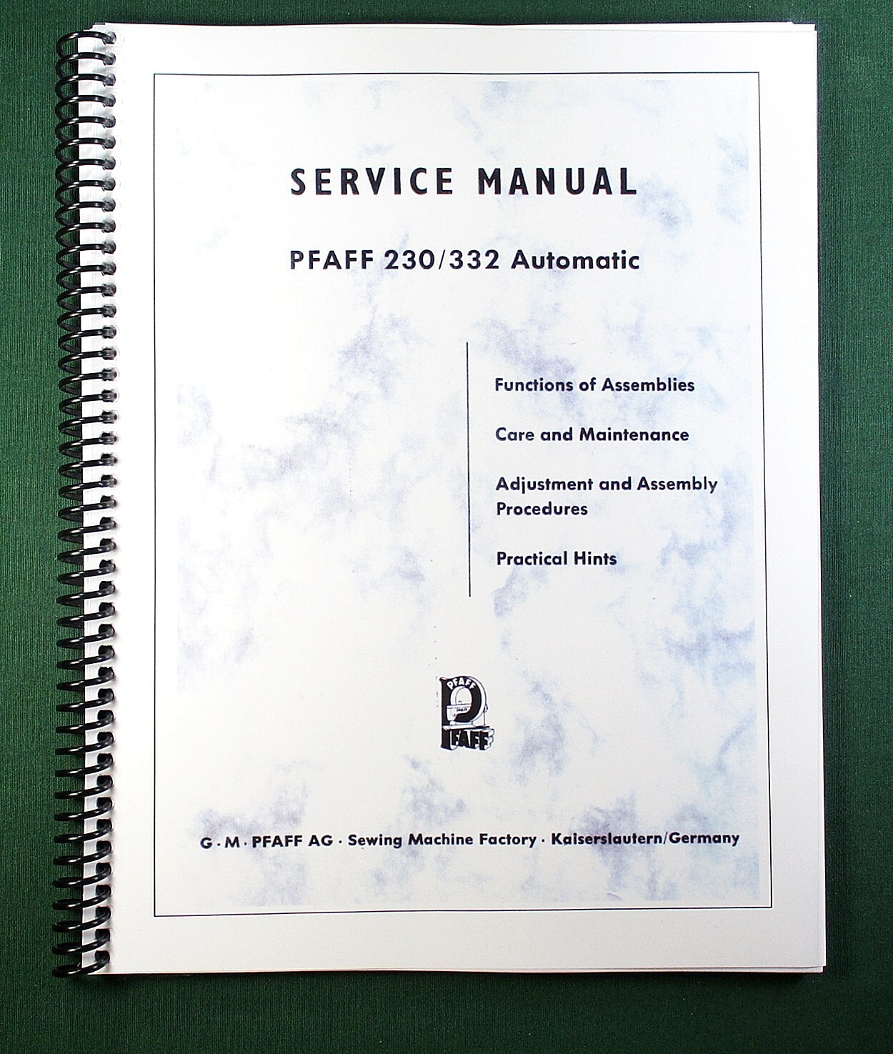 Pfaff 230 232 Service Manual: 82 Pages & Protective Covers!