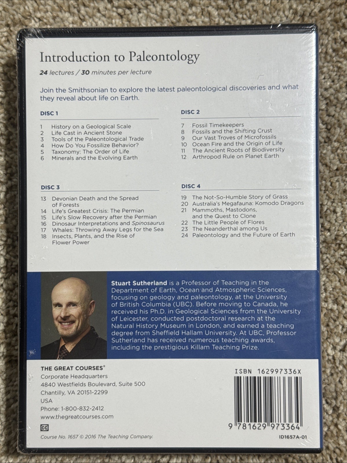 The Great Courses: Introduction to Paleontology Smithsonian DVD & Guidebook