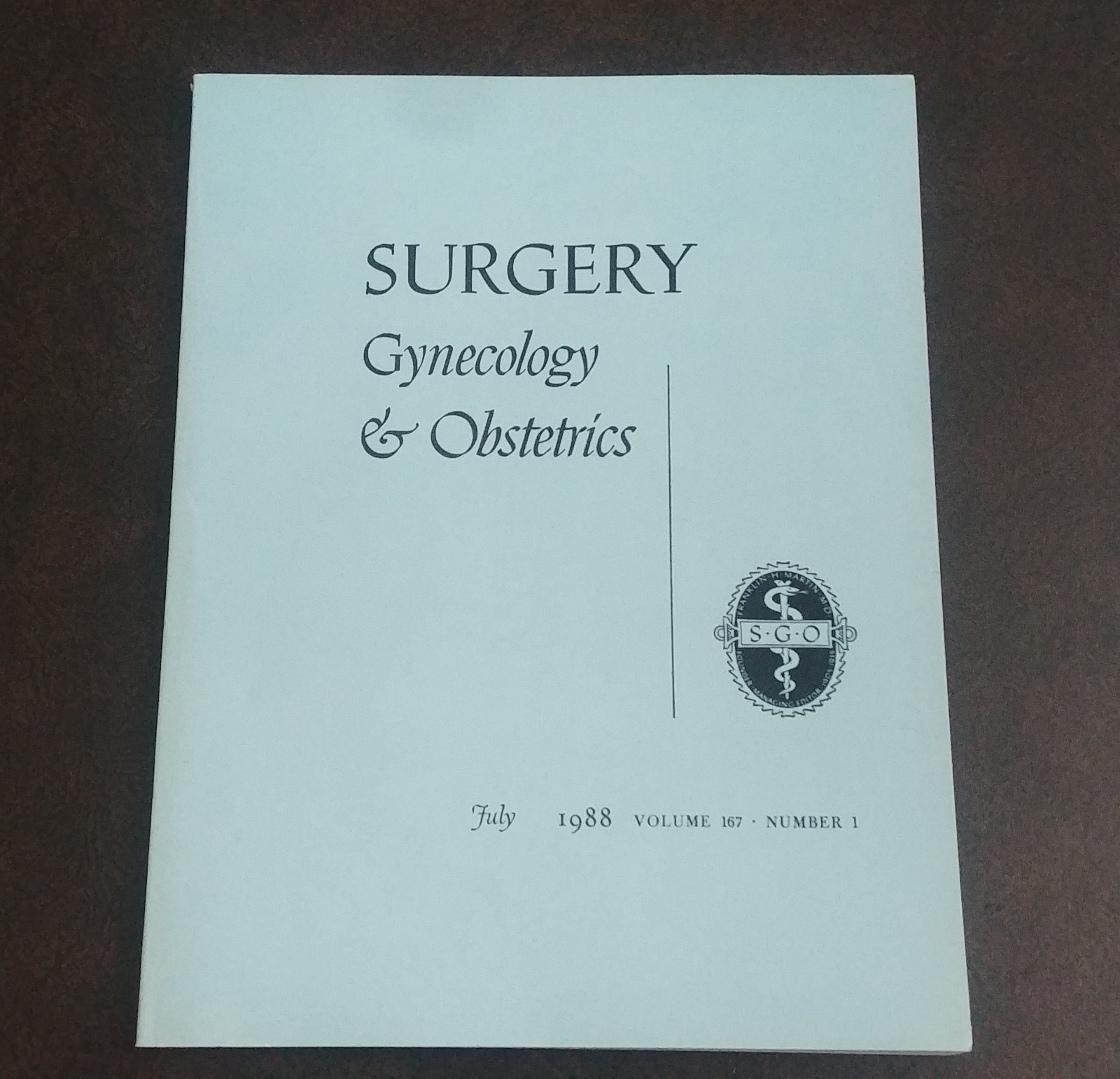 Surgery, Gynecology & Obstetrics Medical Journal Vol. 167 COMPLETE Vintage 1988