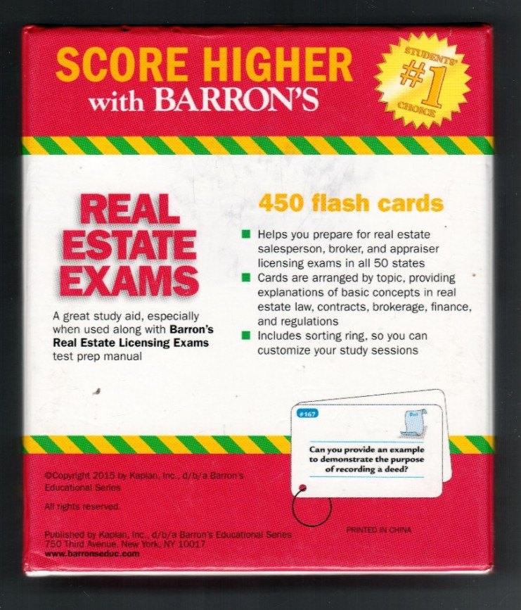 Barron’s Real Estate Exams 2nd Edition 450 Flash Cards