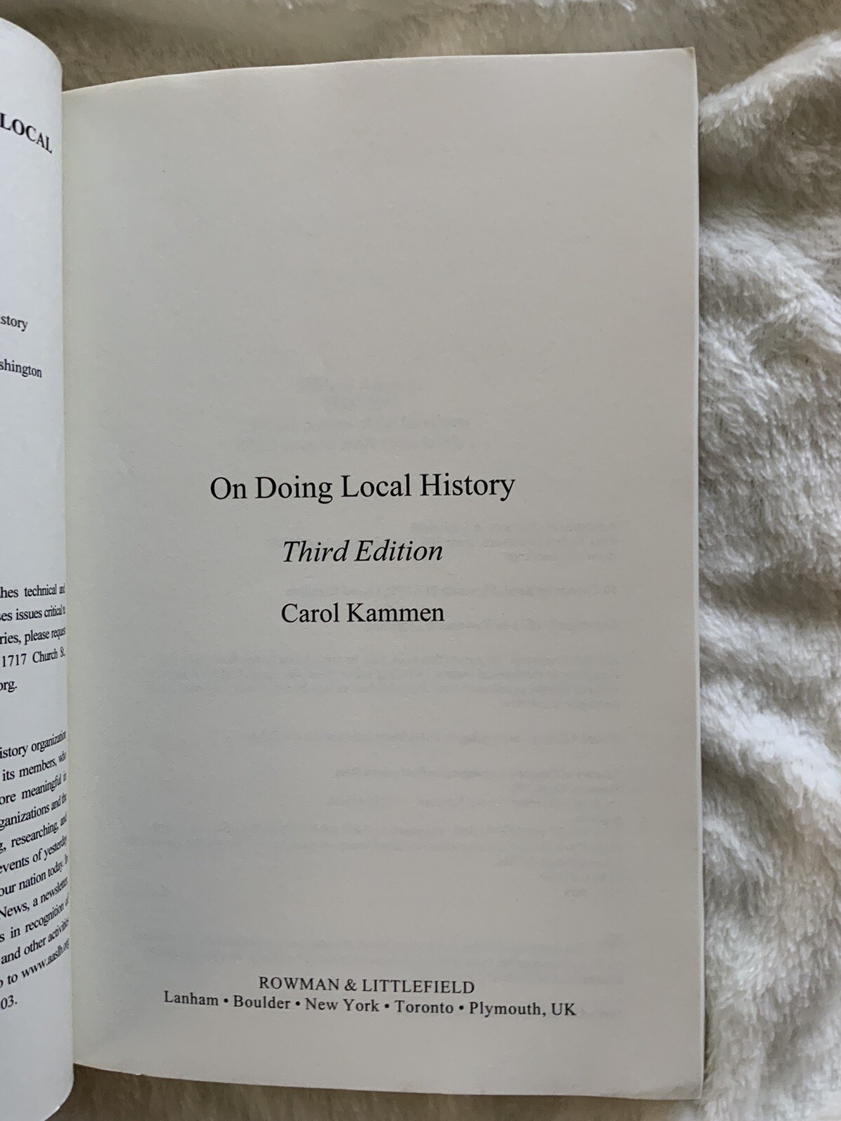 On Doing Local History by Carol Kammen: Used