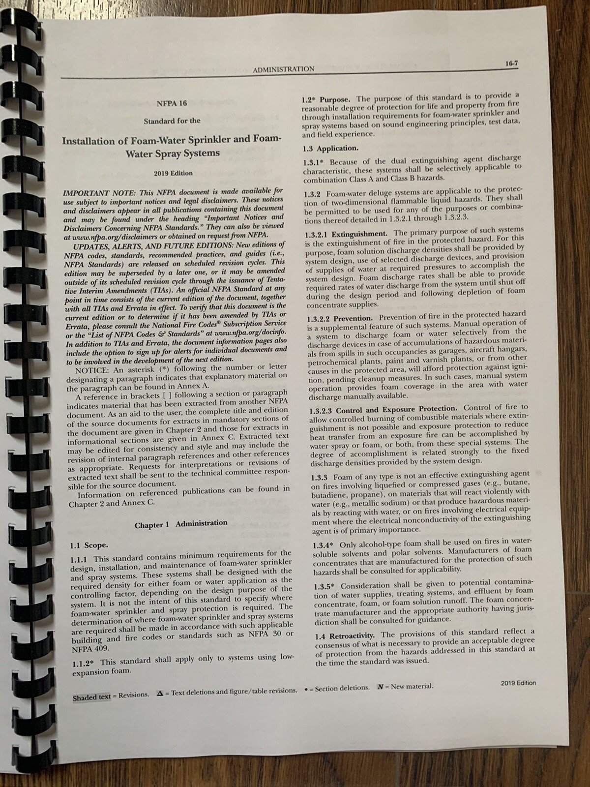 NFPA 16 Standard For Installation Of Foam-Water Sprinkler 2019 Ringbound