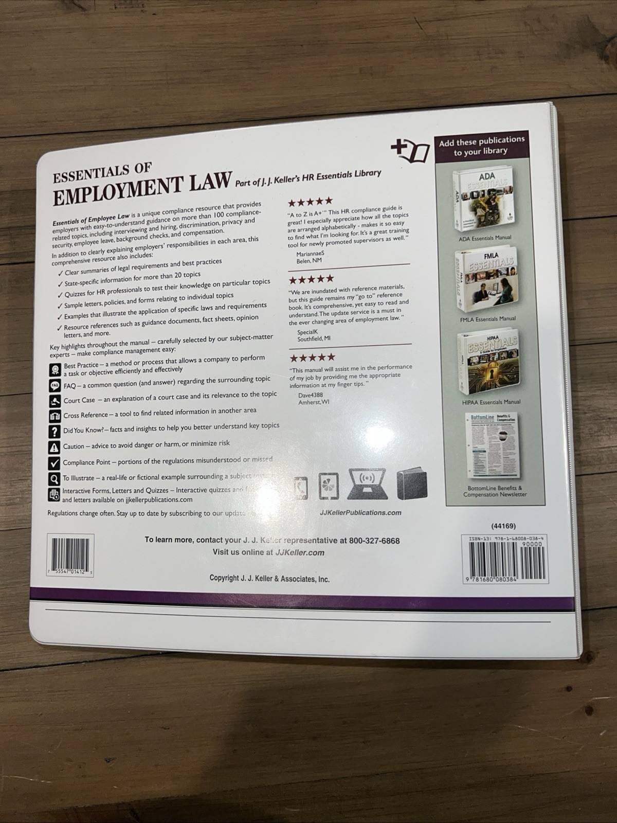 Essentials of Employment Law, J.J.Keller, Feb 2023, 227-M (44169), 1 Bent Ring