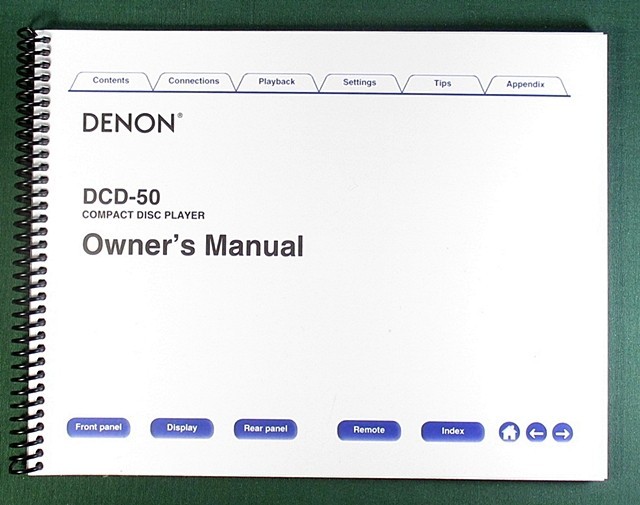 Denon DCD-50 Instruction Manual: Full Color 49 Pages & Protective Covers!
