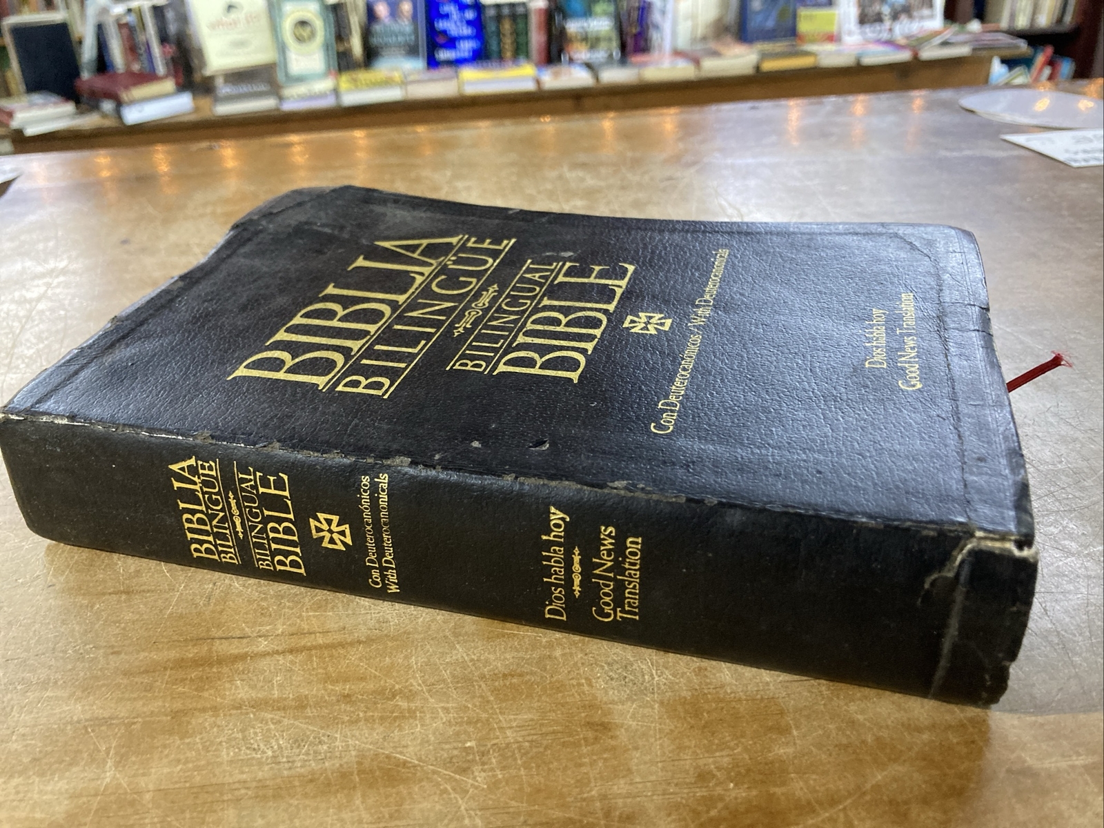 Spanish English Bilingual Bible Leather Biblia Bilingue Good News Dios Habla Hoy