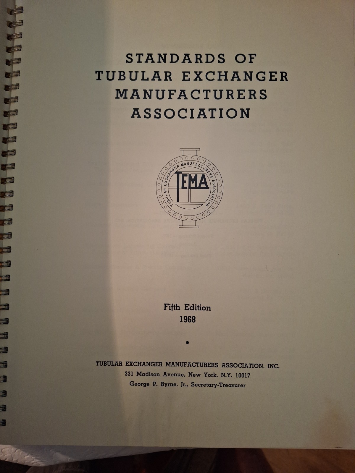 Standards Of Tubular Exchanger Manufacturers Association, 5th Ed. 3rd Ptg. 1972