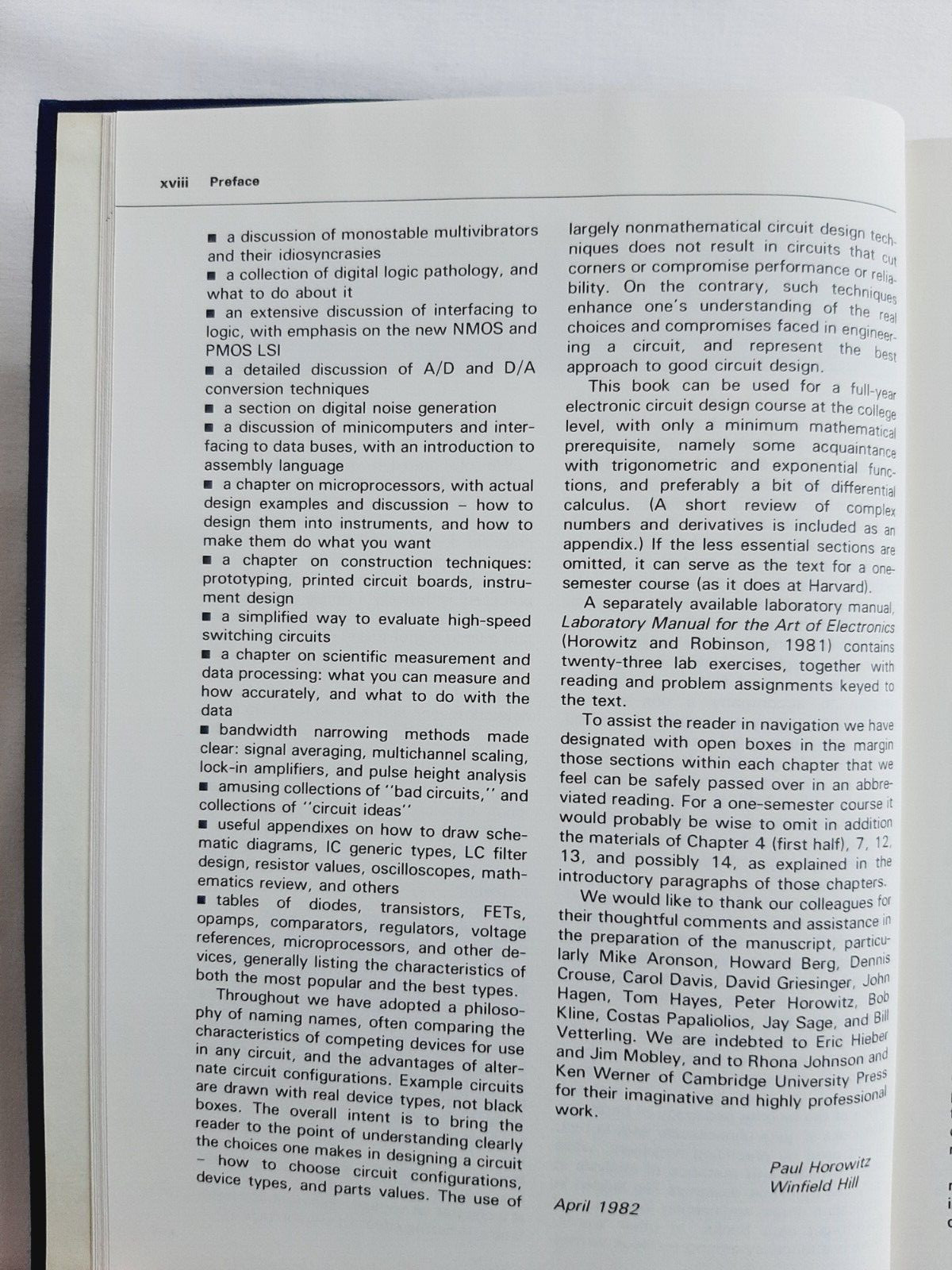 The Art of Electronics by P. Horowitz & W. Hill, Cambridge, 1987, Hardcover