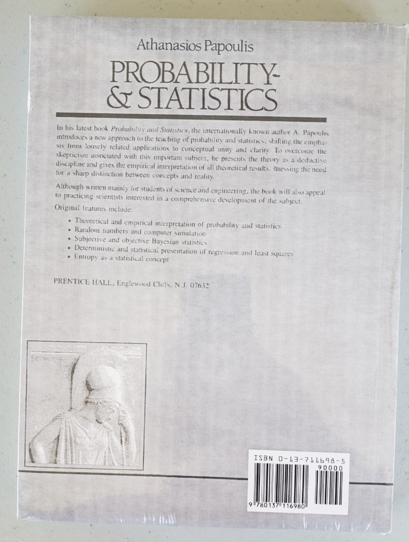 Probability Statistics Papoulis 1989 Prentice Hall NEW Wraps w/ Original Receipt
